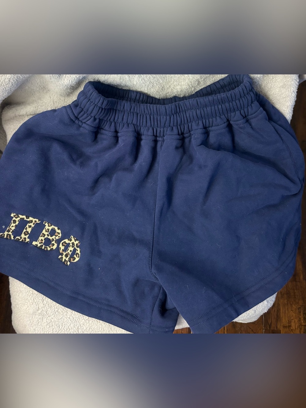 Navy Cheetah Pi Phi Sweat Shorts